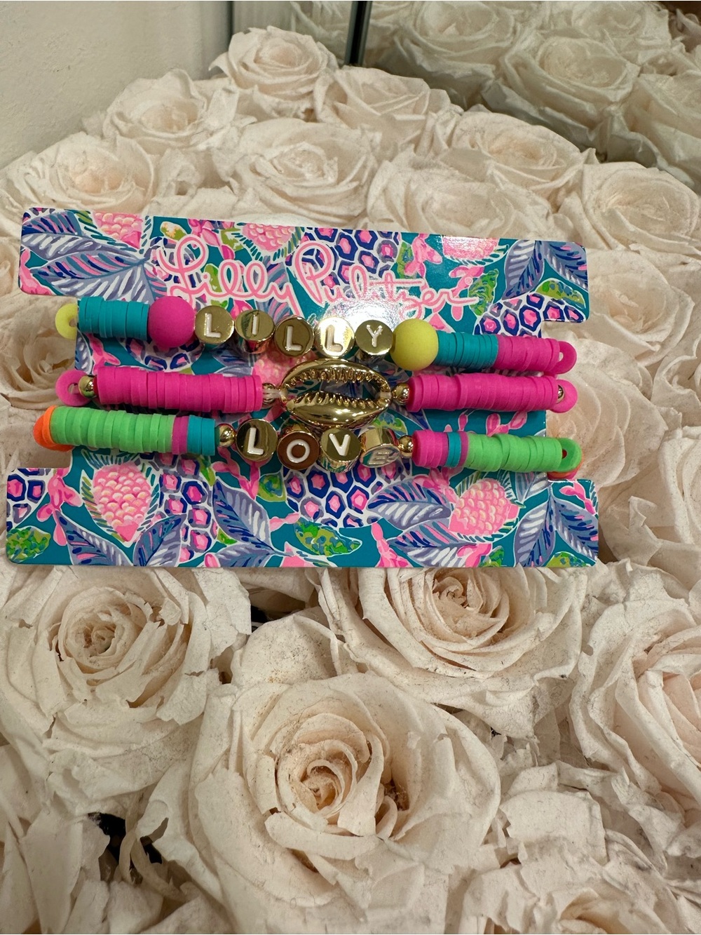 Lilly Pulitzer Beaded Stretch Bracelet Set - Pink & Green